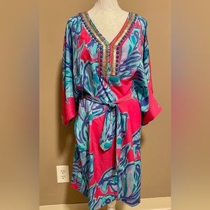 Lilly Pulitzer Pink and Blue Wilda Caftan dress. EUC worn once.